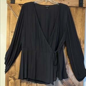 NWOT Torrid Black Wrap Blouse sz 2